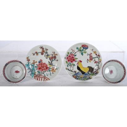 2 BOWLS and 2 SOUCOUPES in CHINA ROSE Family...