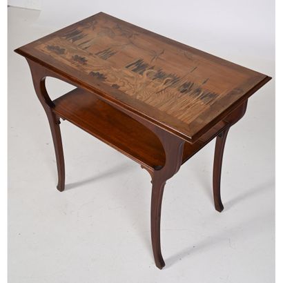 ART NOUVEAU TABLE in mahogany with marquetry...