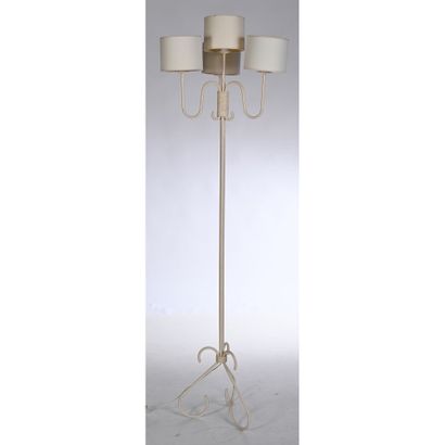 LAMPADAIRE 1950 en métal patiné à 4 lumières...