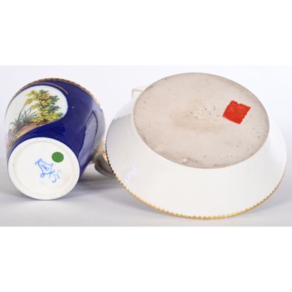 SEVRES. TASSE et sous-tasse en porcelaine...