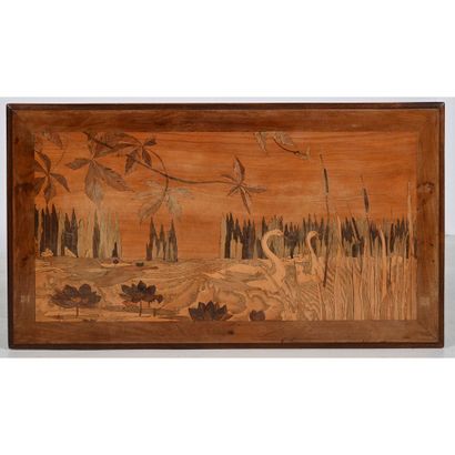 ART NOUVEAU TABLE in mahogany with marquetry...