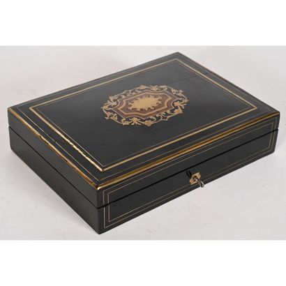 NAPOLEON III TOKEN BOX in blackened wood...