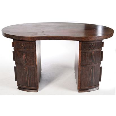 1940's DESKTOP in ceruse black oak veneer....