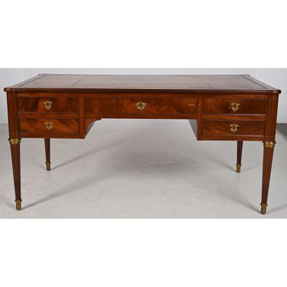 LOUIS XVI FLAT DESK in mahogany and mahogany...