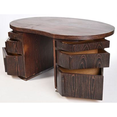 1940's DESKTOP in ceruse black oak veneer....