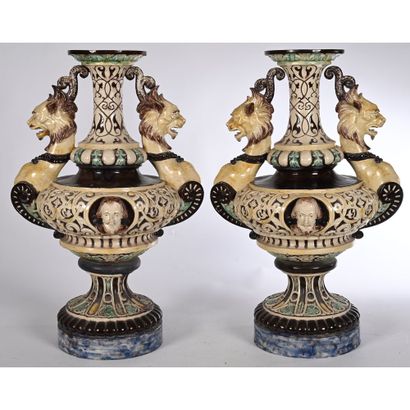 ONNAING. PAIR OF ceramic APPARAT VASES with...