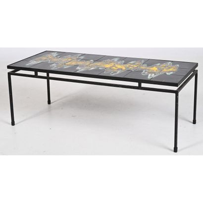 BELARTI J. Ceramic tile LOW TABLE with abstract...