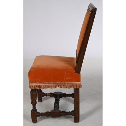 PAIRE DE CHAISES LOUIS XIII à dossier rectangulaire,...