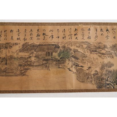 IMPORTANT ESTAMPE in scroll on silk after...