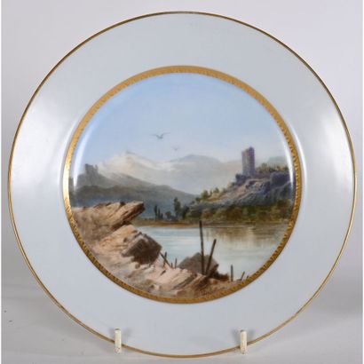 Porcelain ASSIETTE decorated with a view...