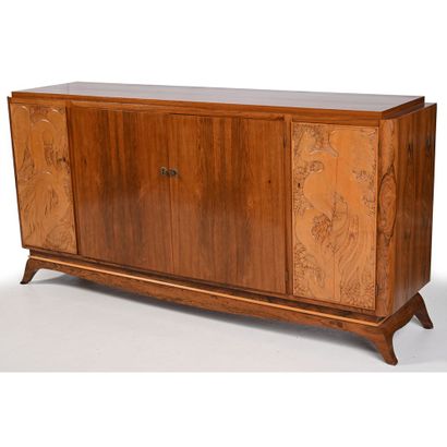 ART DECO blond rosewood veneered BUFFET ENFILADE....