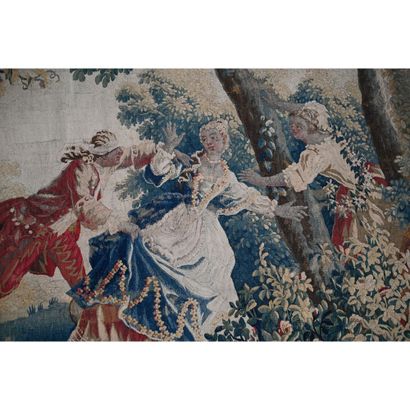 AUBUSSON. JOLIE TAPISSERIE en laine et soie...