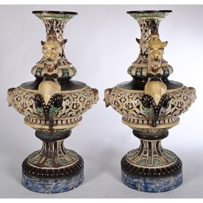 ONNAING. PAIR OF ceramic APPARAT VASES with...