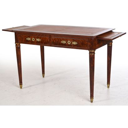 EMPIRE BUREAU in mahogany and mahogany veneer...