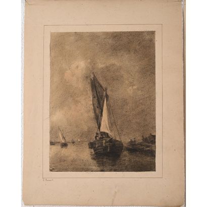 SCHOOL OF ARRAS. SET OF 6 XIXth CENTURY CHARCOAL...