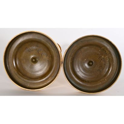 PAIR OF EMPIRE CANDLES in bronze in its original...