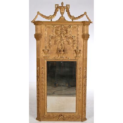 Gilded wood LOUIS XVI TRUMEAU decorated with...