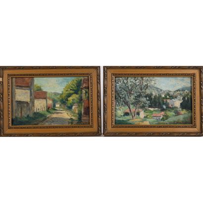 MAILLARD P. PAIR OF SMALL TABLES depicting...