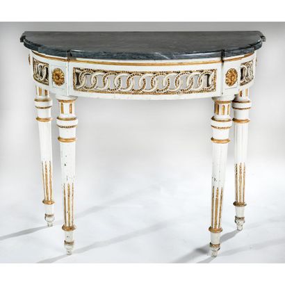 LOUIS XVI CONSOLE in rechambered and gilded...