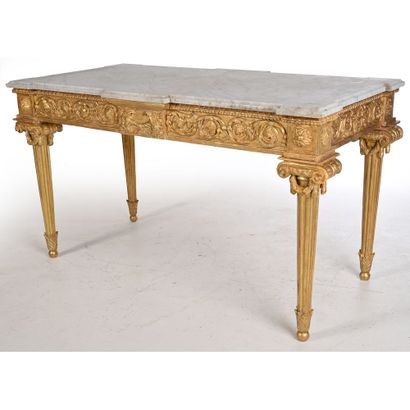 LARGE LOUIS XVI MIDDLE TABLE in gilded and...