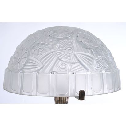 PAIR OF ART DECO LAMPS in silver-plated bronze...