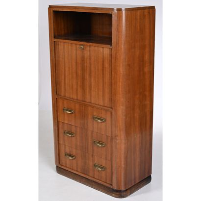 ART DECO SECRETARY in veined mahogany veneer....