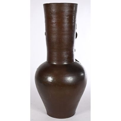 YGOUF. LARGE terracotta VASE with flowers...
