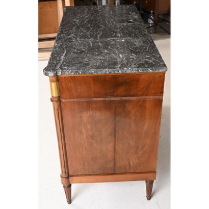 Rectangular LOUIS XVI COMMODE in flamed mahogany...