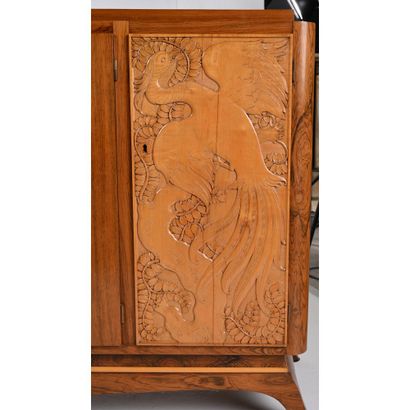 ART DECO blond rosewood veneered BUFFET ENFILADE....