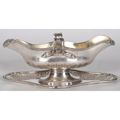 LOUIS XVI STYLE OVAL SAUCIERE on its tray...