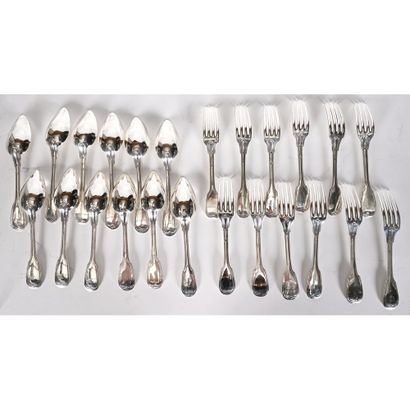 12 TABLE COUVERTS in solid silver hallmarked...