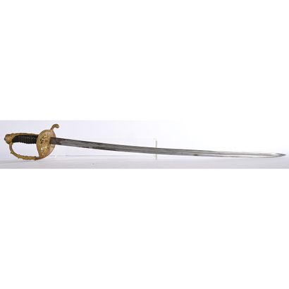 MARINE OFFICER'S SABER. Horn handle. Chased...