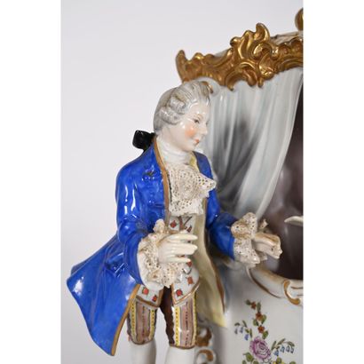 Porcelain GROUPE depicting gallants surrounding...