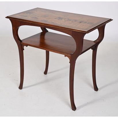ART NOUVEAU TABLE in mahogany with marquetry...