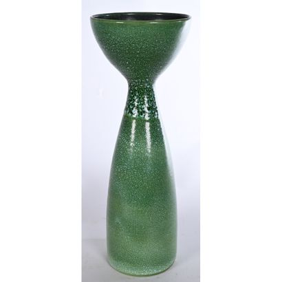 ACCOLAY. Original vase in iridescent green...