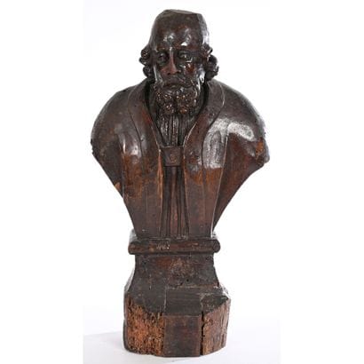 BOIS sculpté représentant un buste d’homme...
