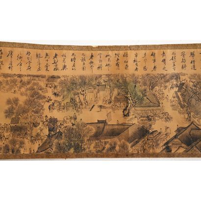 IMPORTANT ESTAMPE in scroll on silk after...