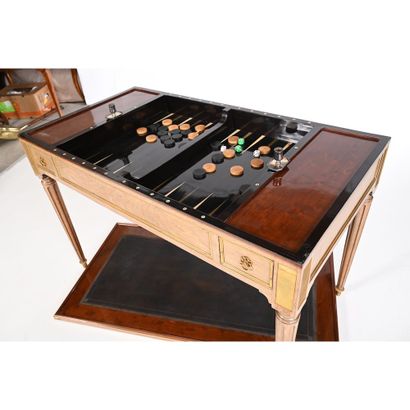 MOREAU. ELEGANT LOUIS XVI TRIC-TRAC in mahogany...