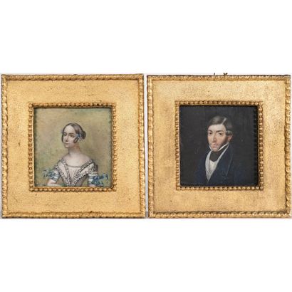 PAIR OF MINIATURES XIXè representing a couple...