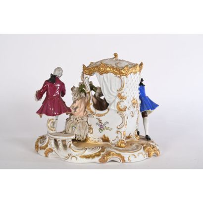 Porcelain GROUPE depicting gallants surrounding...