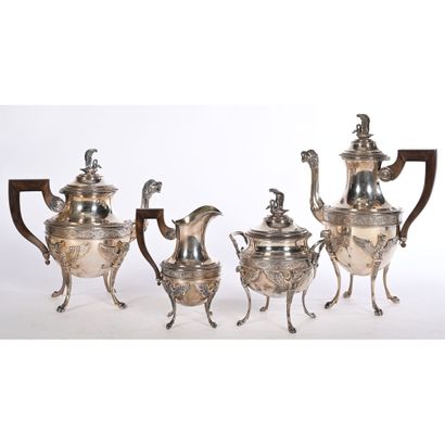 EMPIRE STYLE TEA-CAFE SERVICE in solid silver,...
