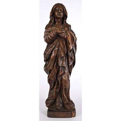 VIERGE DE CALVAIRE en bois. FranceXVIè-XVIIè....