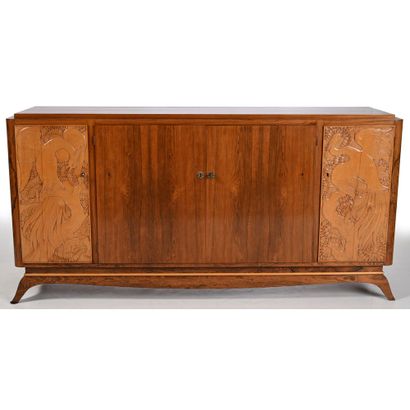 ART DECO blond rosewood veneered BUFFET ENFILADE....