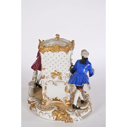 Porcelain GROUPE depicting gallants surrounding...