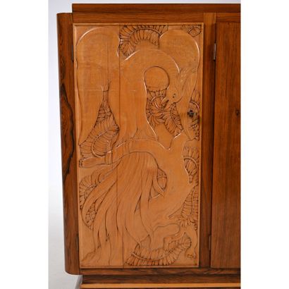 ART DECO blond rosewood veneered BUFFET ENFILADE....