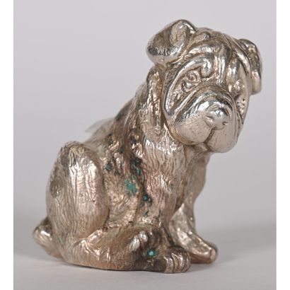Solid silver seated DOG, Minerve hallmarked....