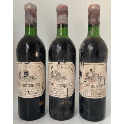 3 Btles Château BEYCHEVELLE, 1970. (Etiquettes...