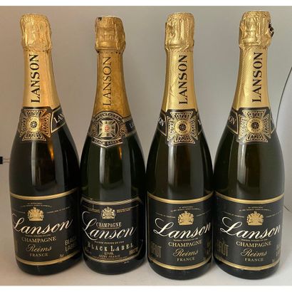 4 Btles Champagne LANSON Black Label, Br...