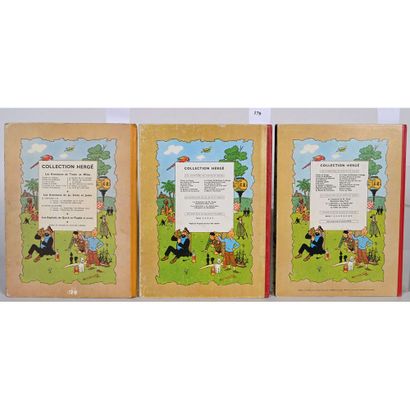 HERGE. Les aventures de Tintin. 3 volumes...