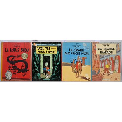 HERGE. Les aventures de Tintin. 4 volumes...